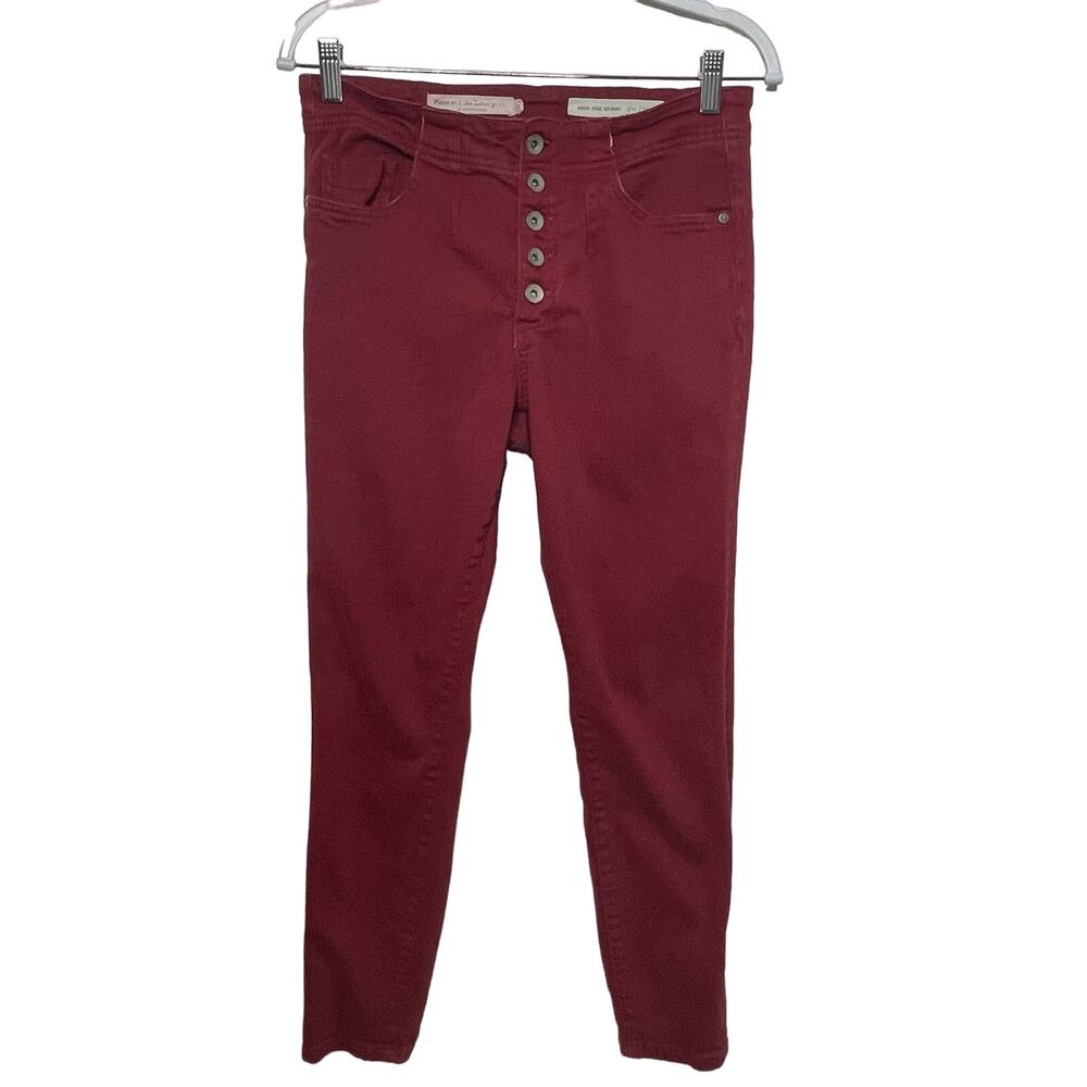 Pilcro and the‎ Letterpress Anthropologie High Rise Skinny Button Fly Pants 29